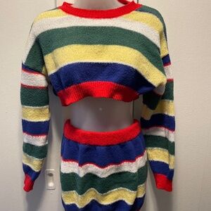 Colorful Sweater 2 Piece Skirt Set